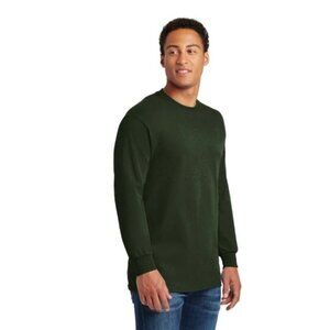 NWOT Fruit of the Loom Mens Crewneck Long Sleeve T-Shirt Green Large